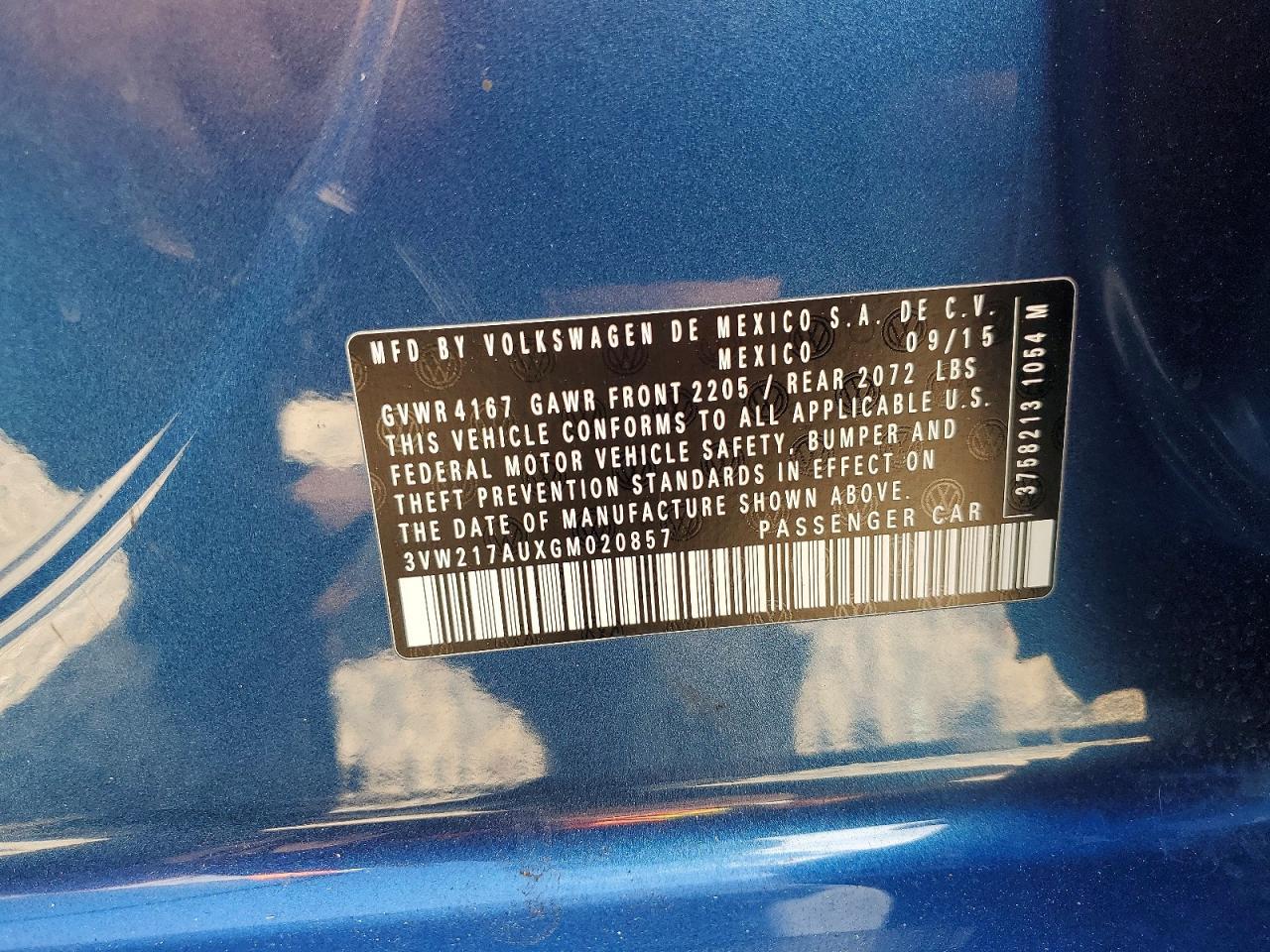 2016 VOLKSWAGEN GOLF