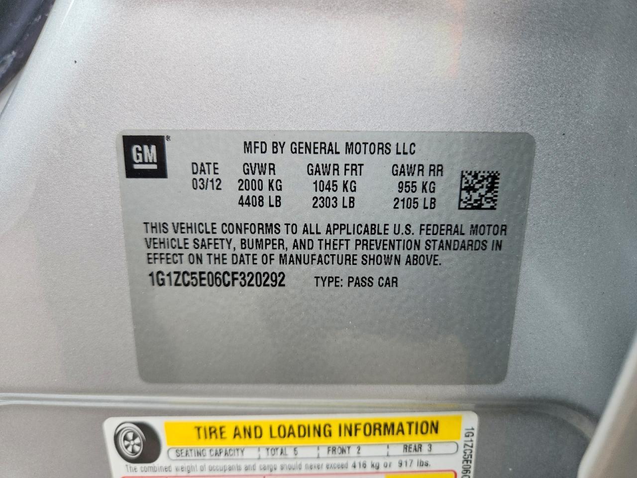 2012 CHEVROLET MALIBU