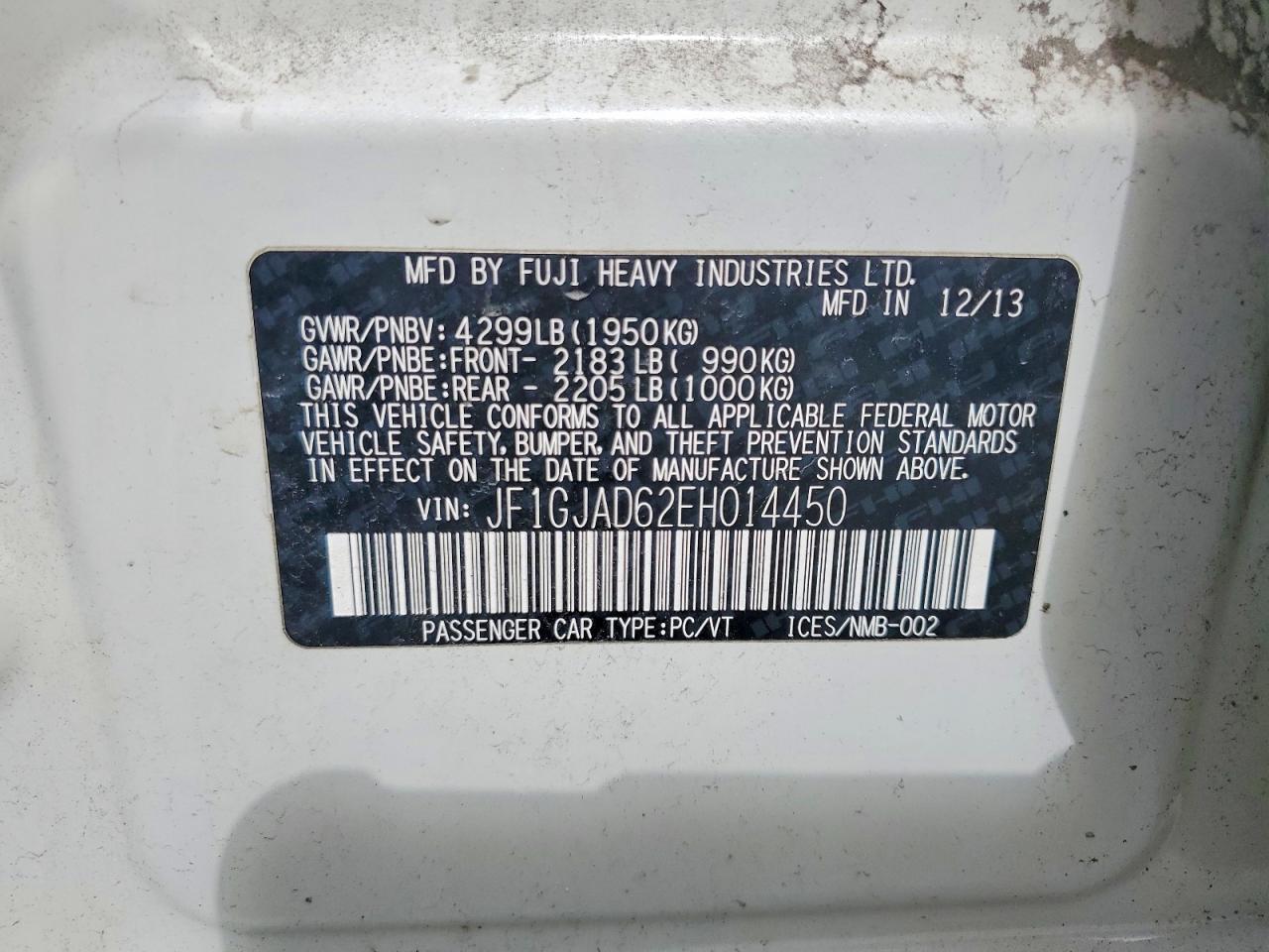 2014 SUBARU IMPREZA