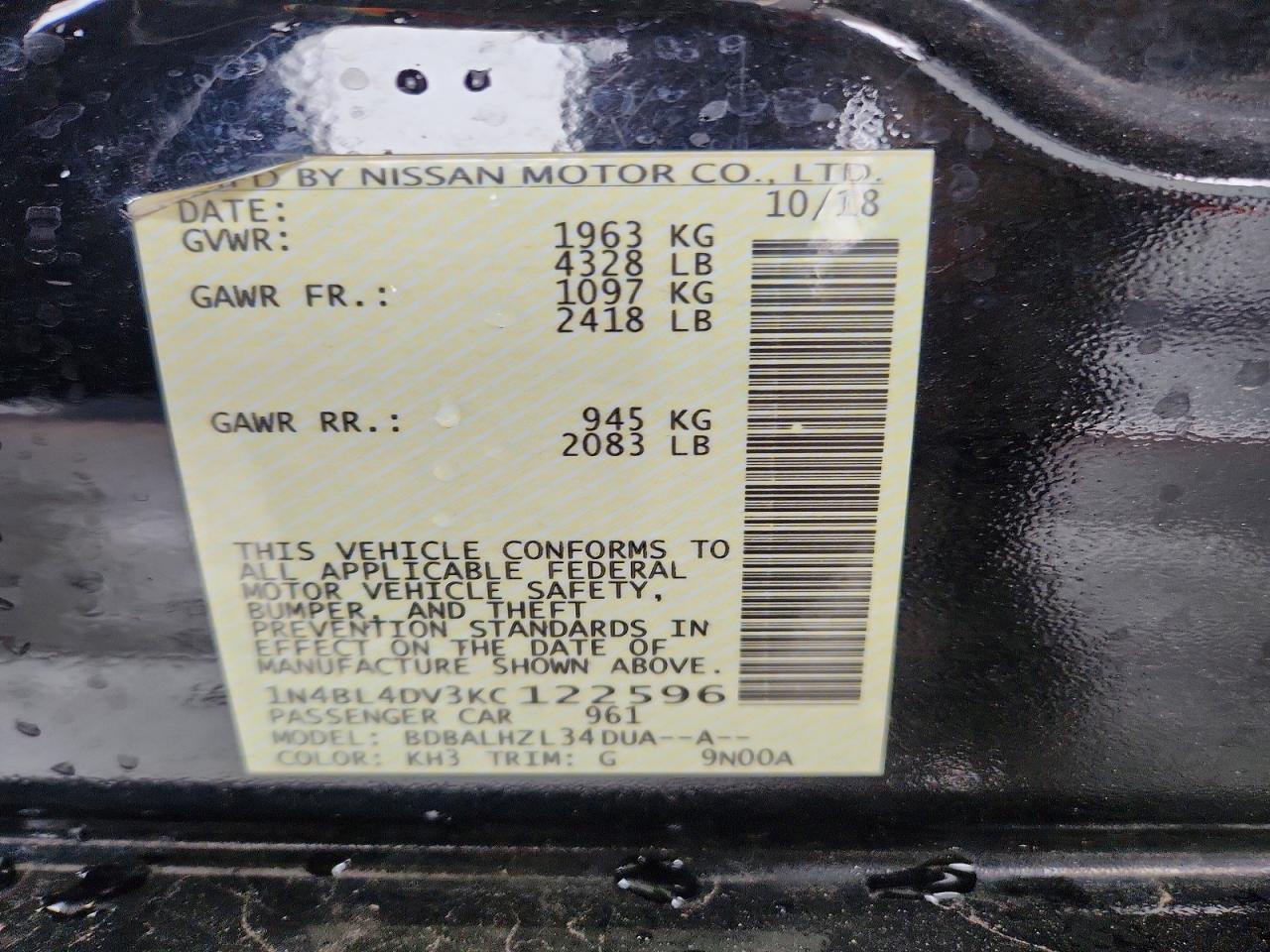2019 NISSAN ALTIMA