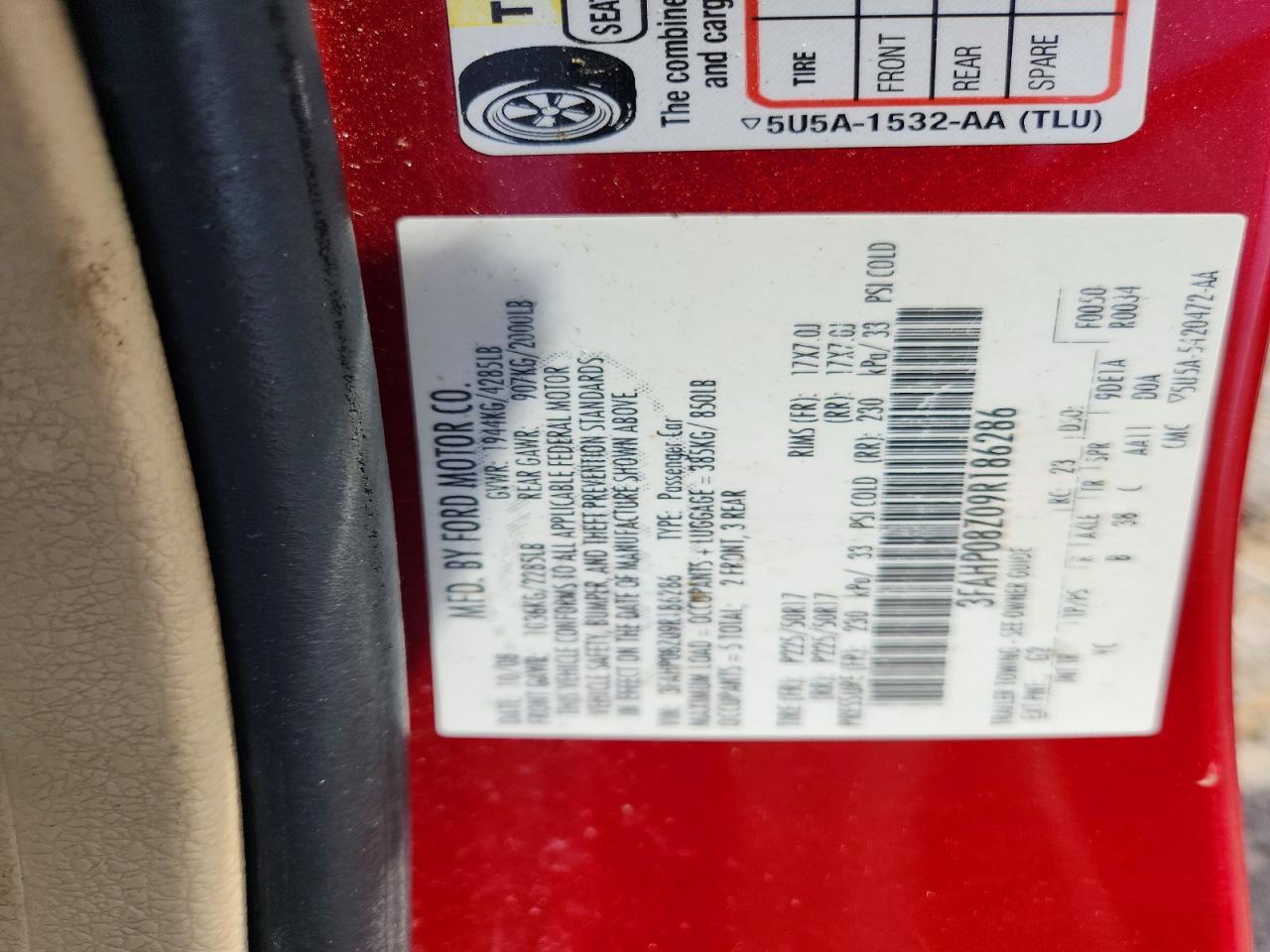 2009 FORD FUSION