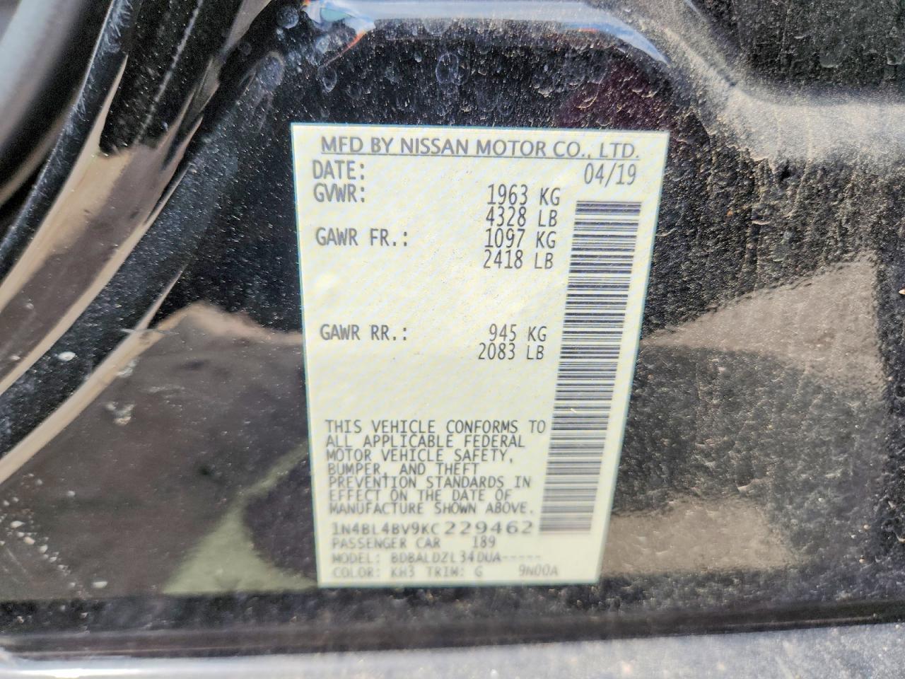 2019 NISSAN ALTIMA