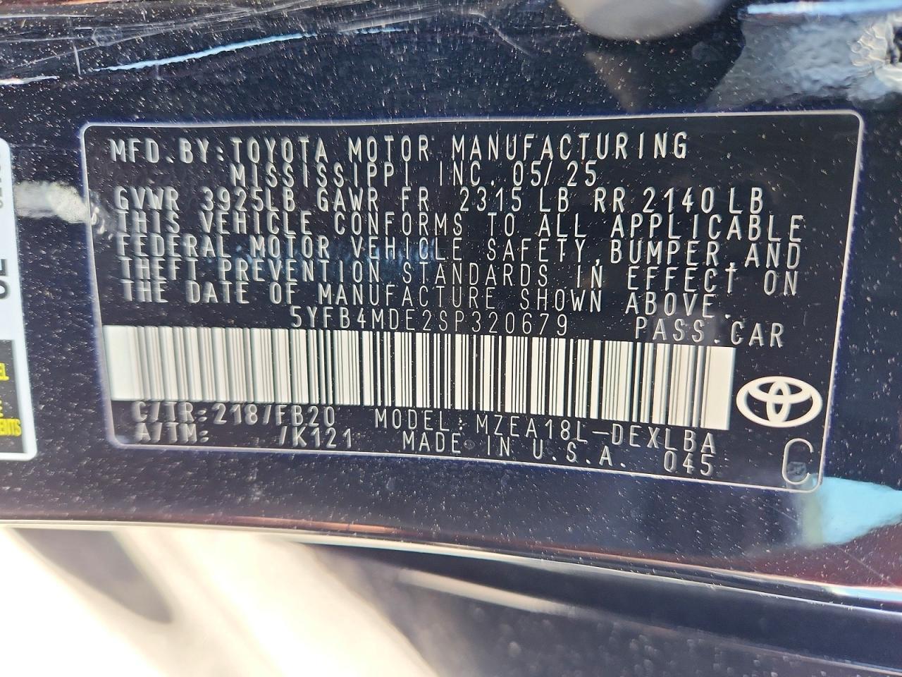 2025 TOYOTA COROLLA