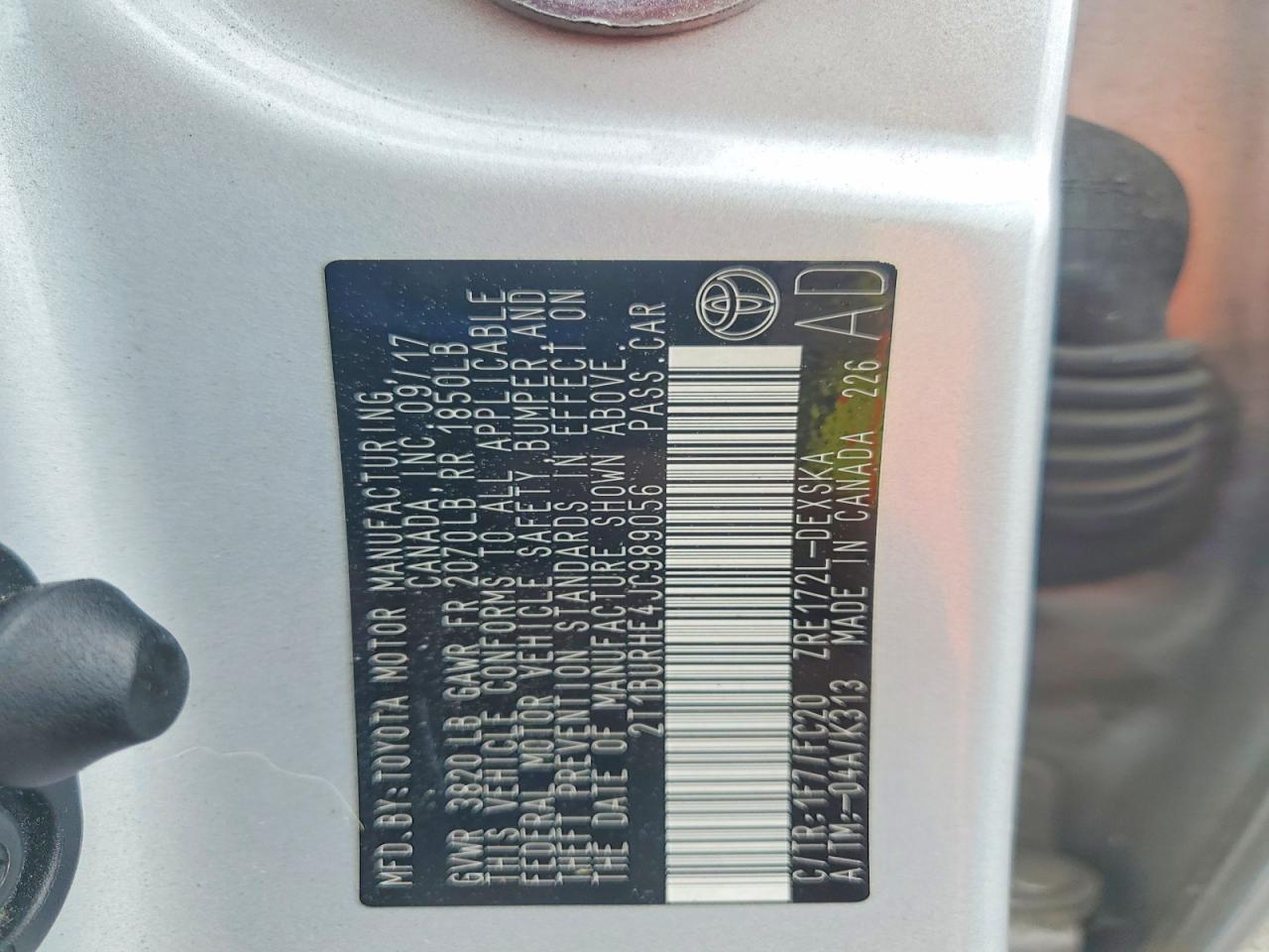 2018 TOYOTA COROLLA