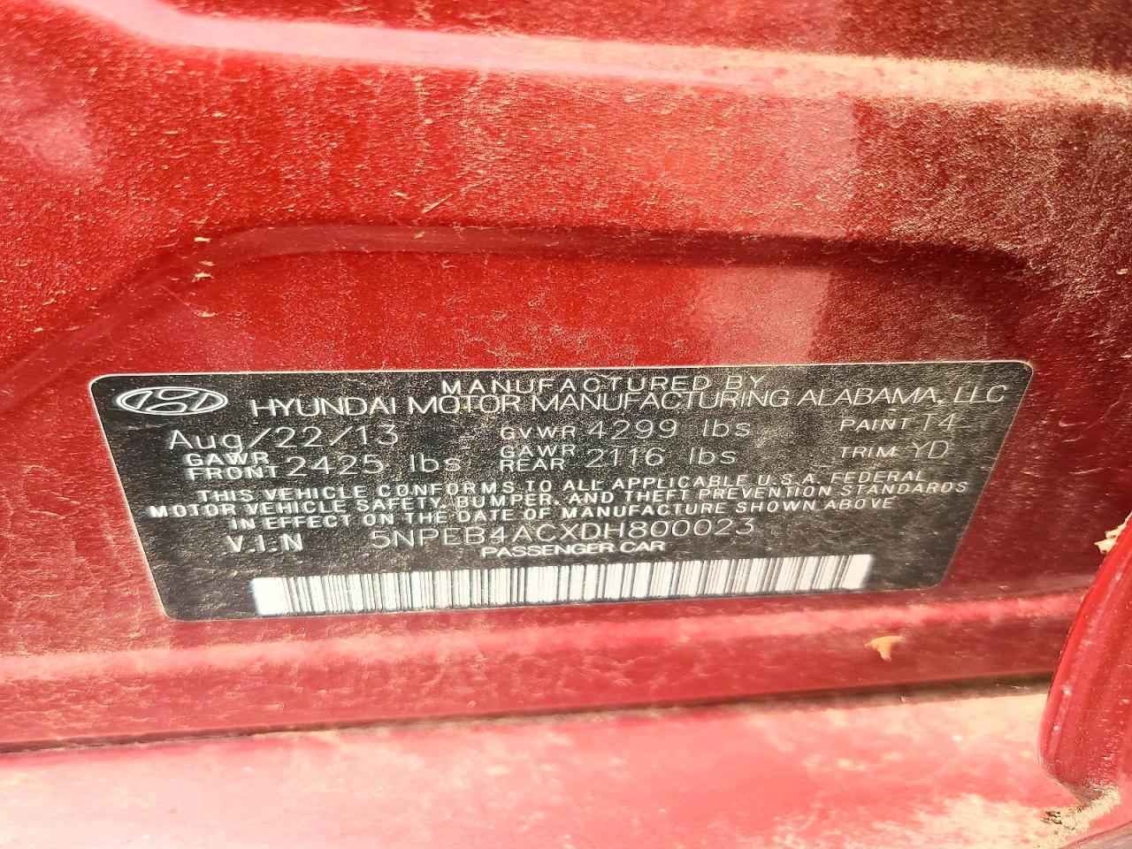 2013 HYUNDAI SONATA