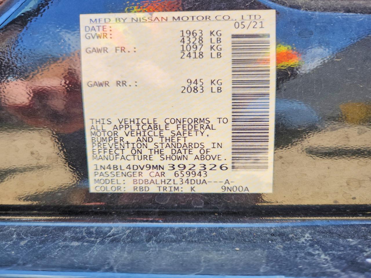 2021 NISSAN ALTIMA