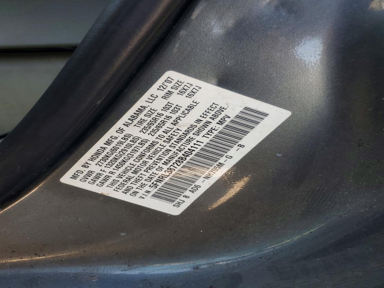 2008 HONDA ODYSSEY