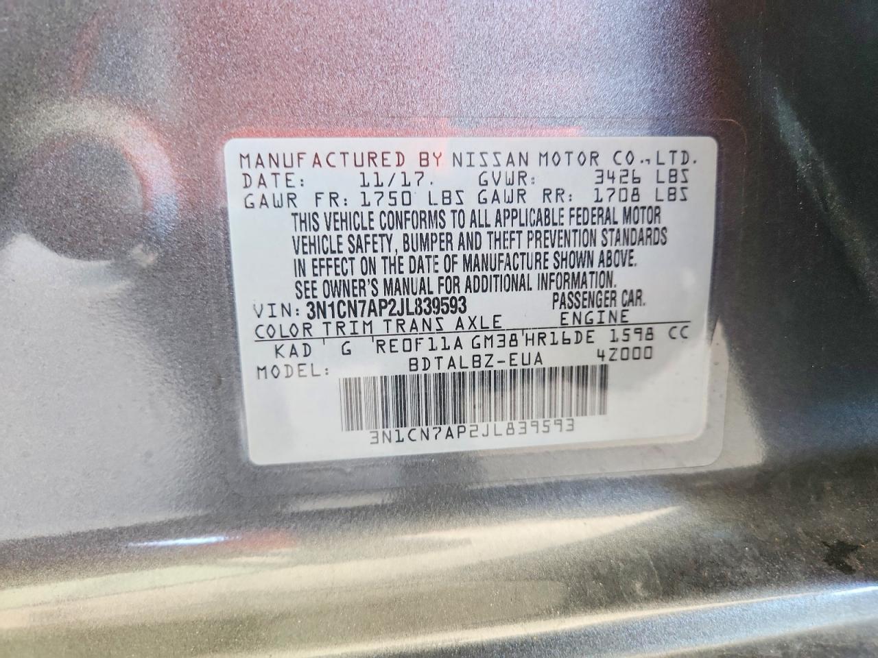 2018 NISSAN VERSA