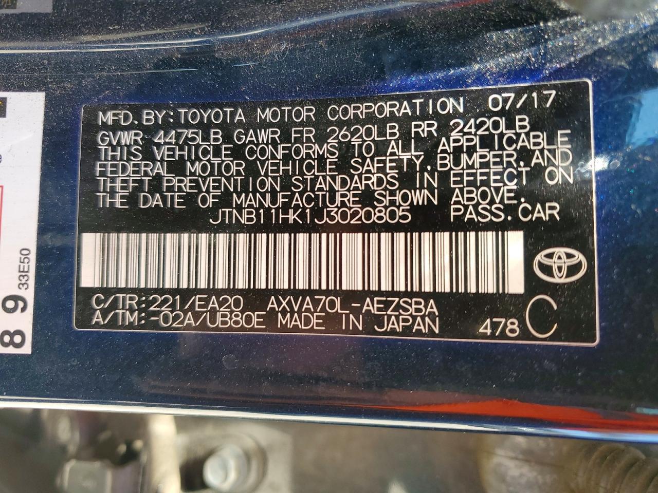2018 TOYOTA CAMRY