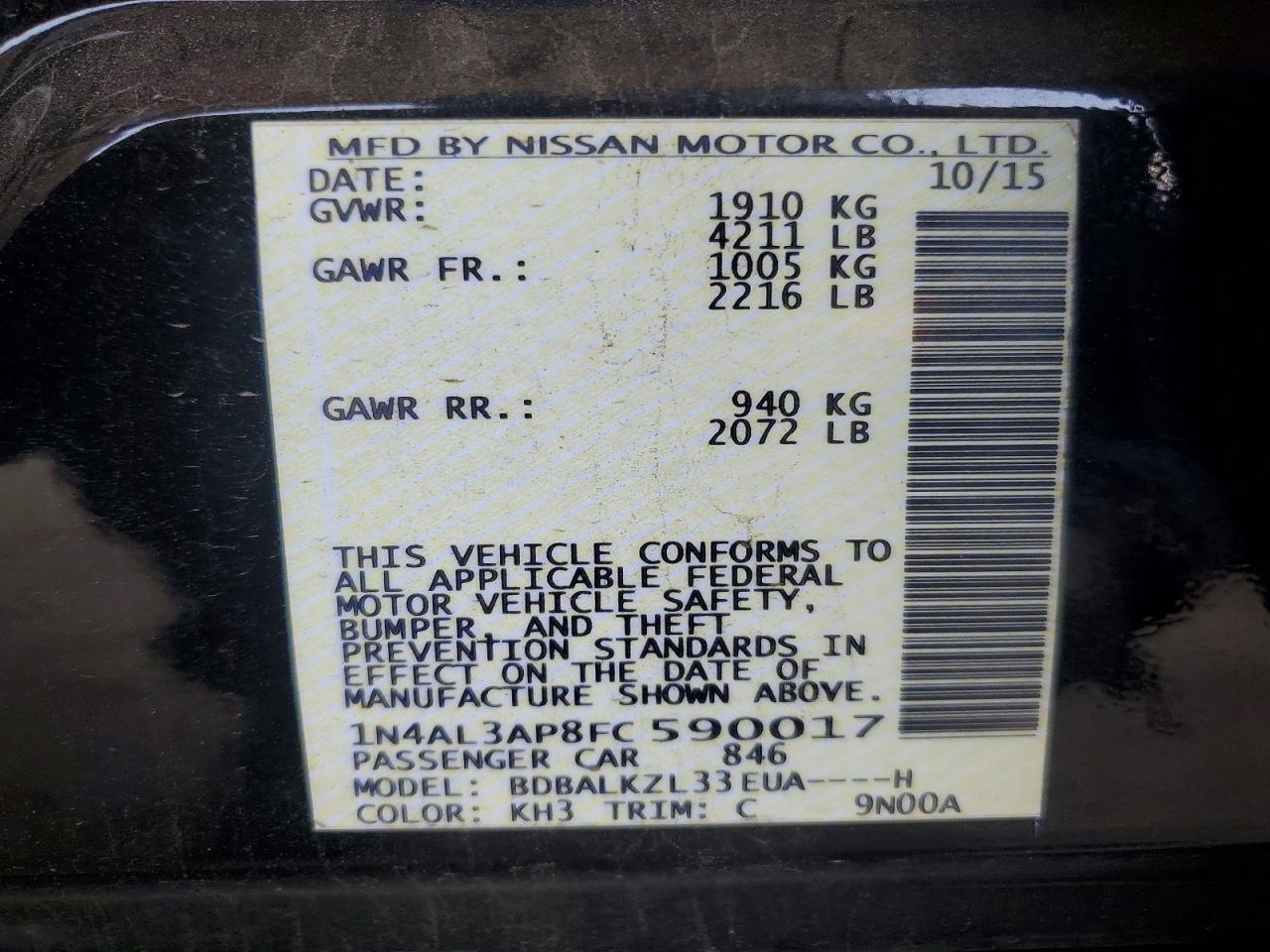 2015 NISSAN ALTIMA