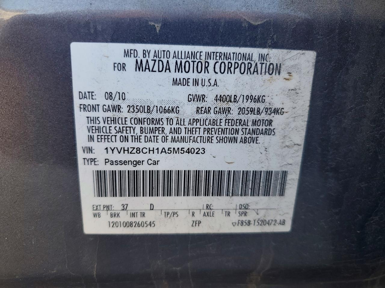 2010 MAZDA 6