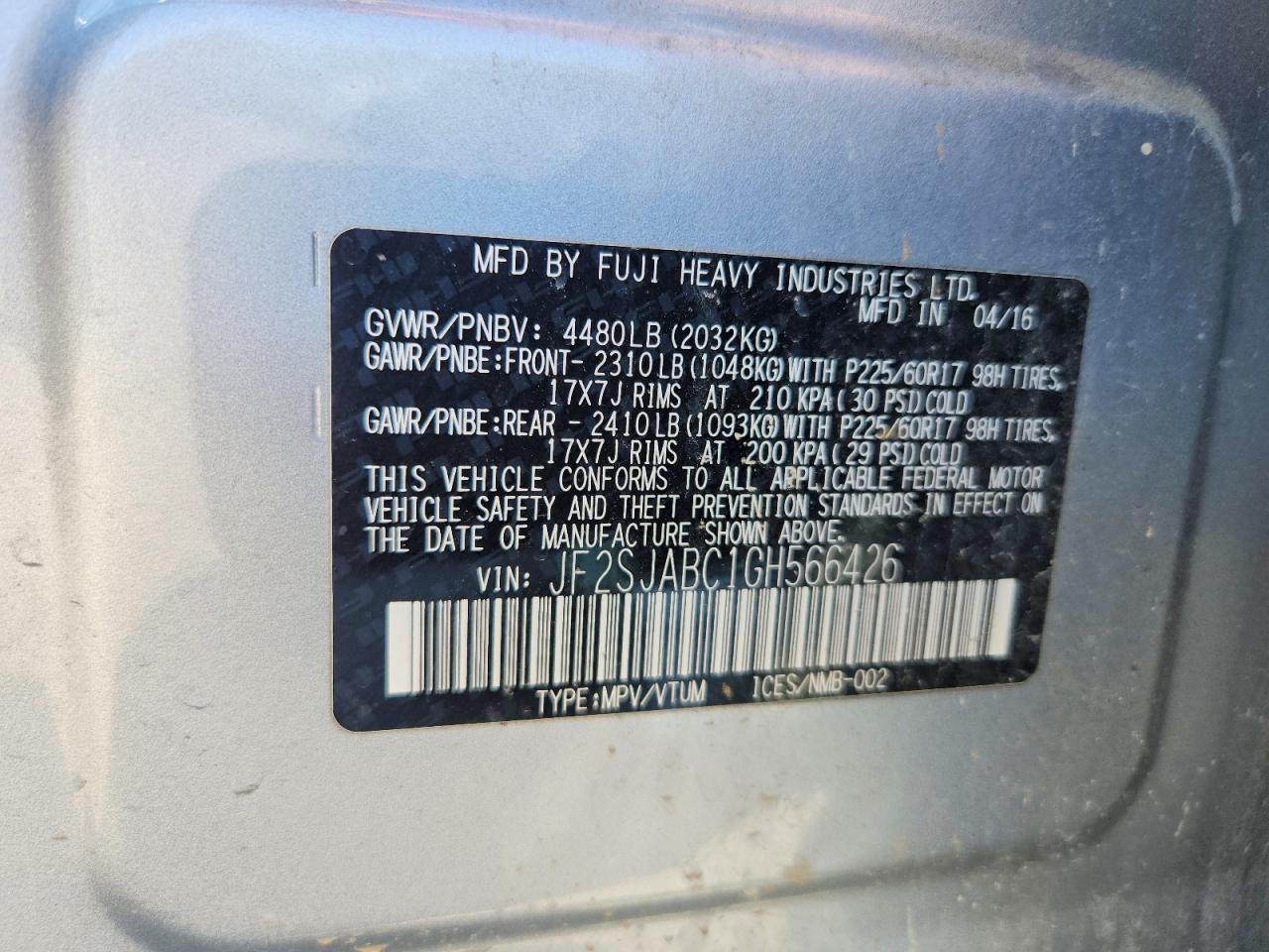 2016 SUBARU FORESTER