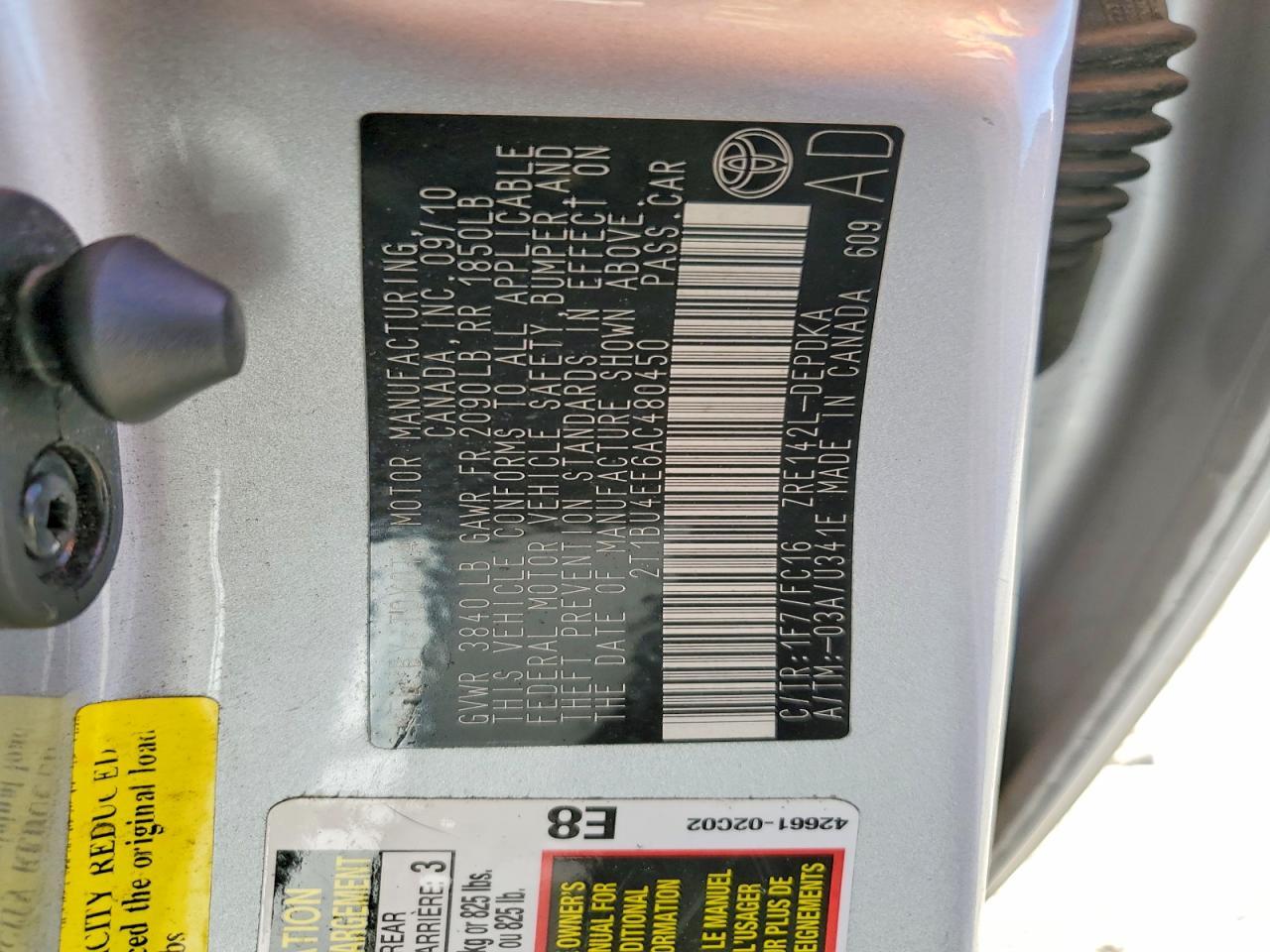 2010 TOYOTA COROLLA