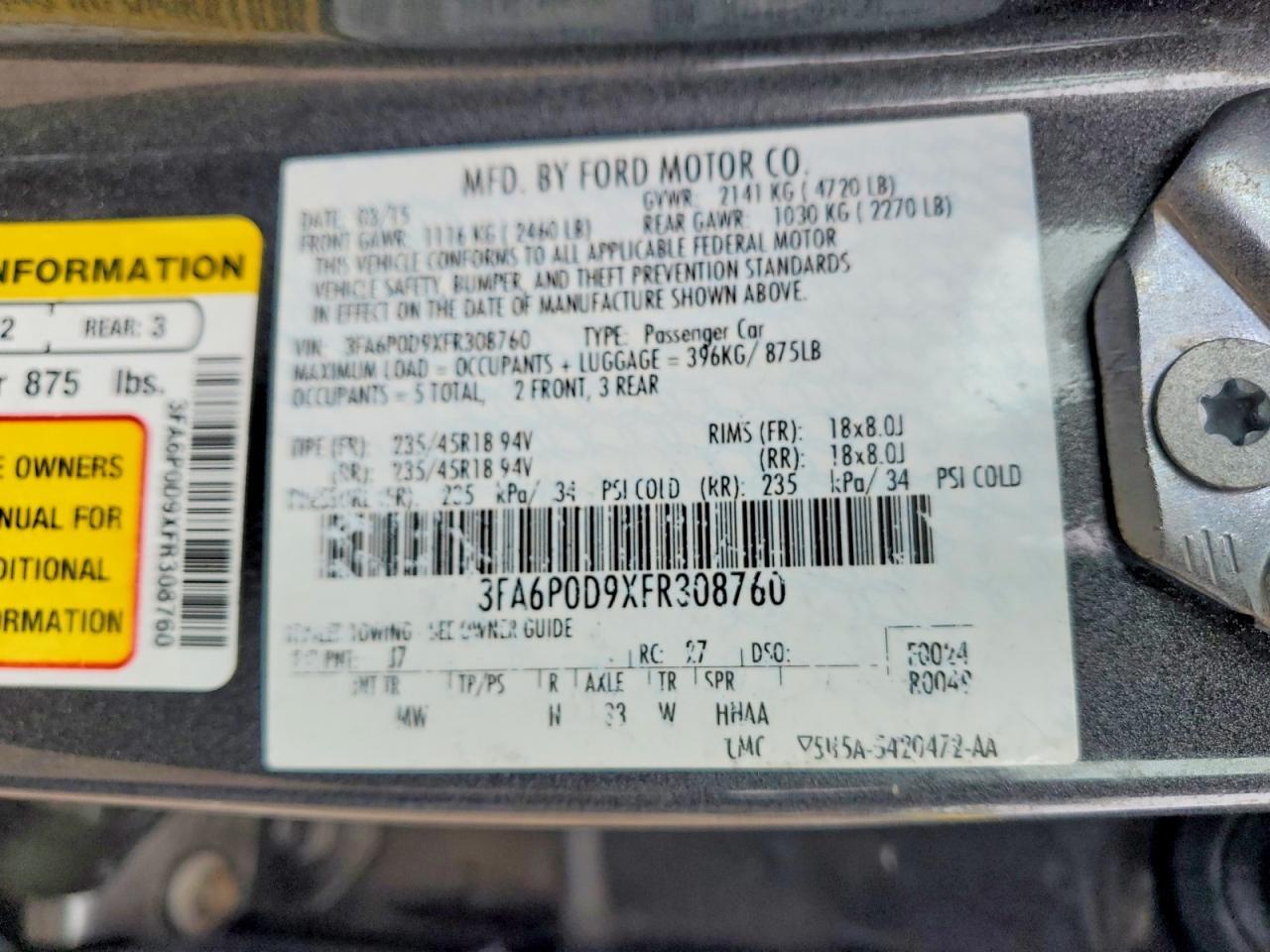 2015 FORD FUSION