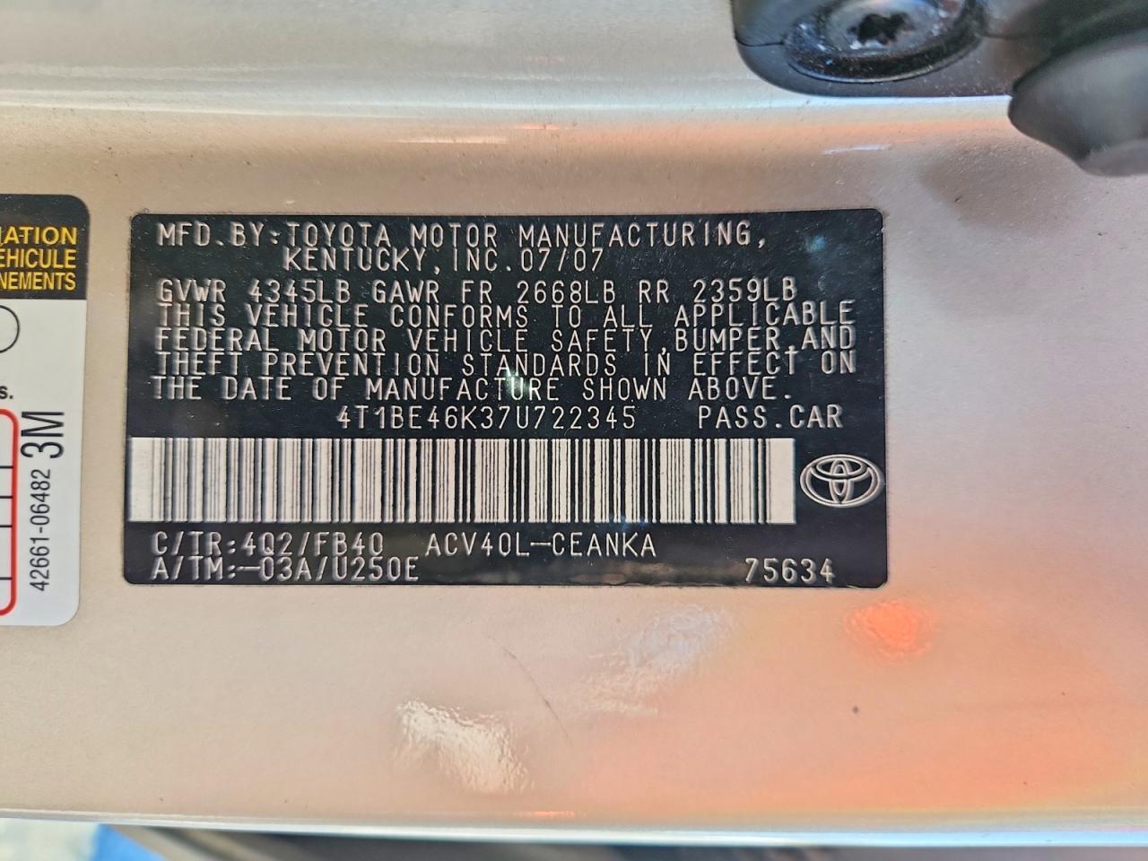 2007 TOYOTA CAMRY