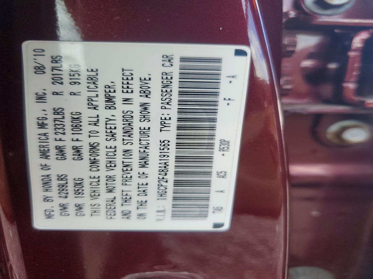 2010 HONDA ACCORD