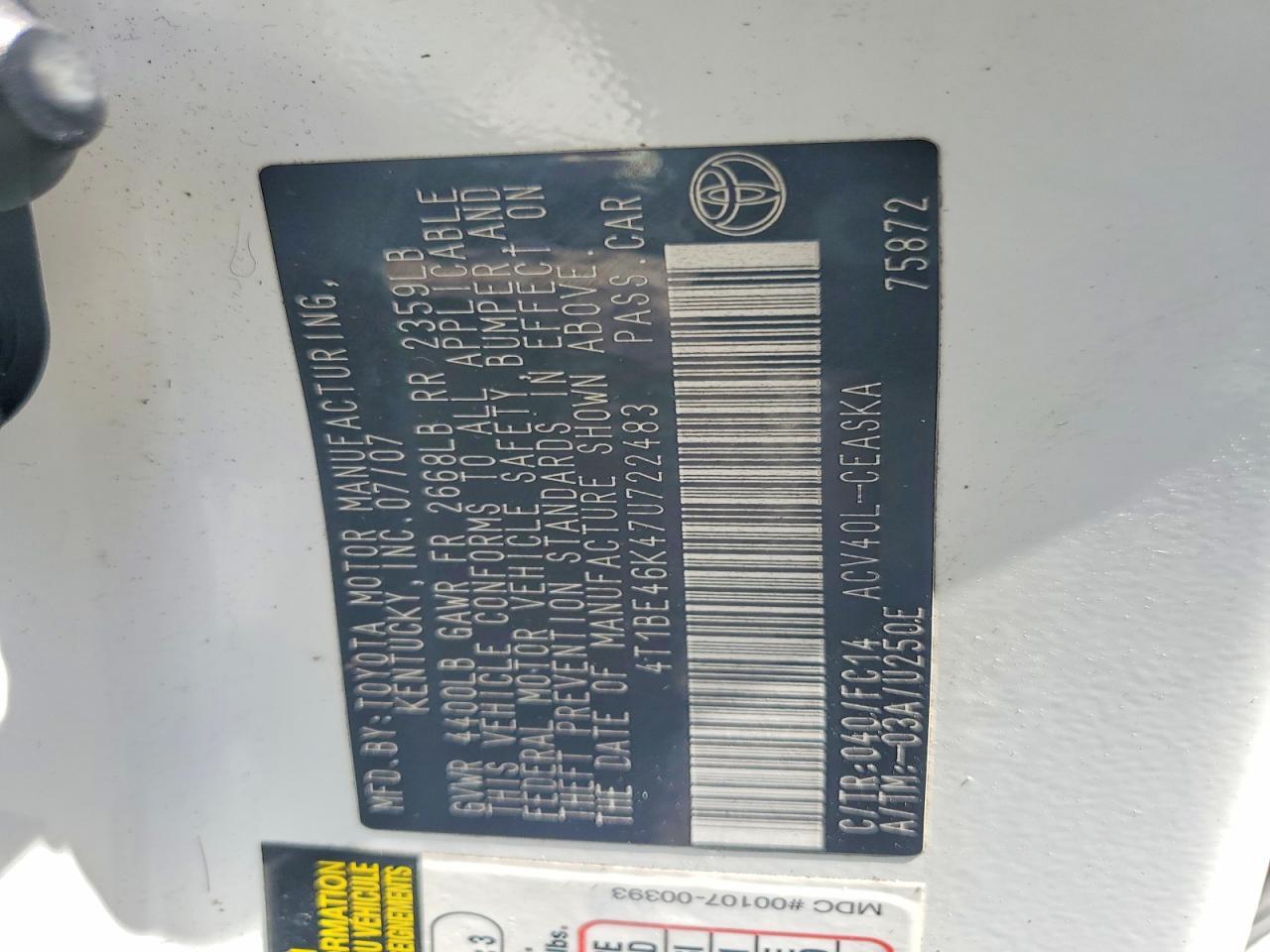 2007 TOYOTA CAMRY