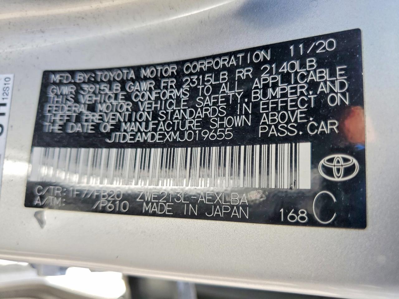 2021 TOYOTA COROLLA