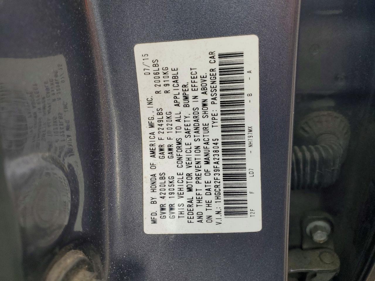 2015 HONDA ACCORD