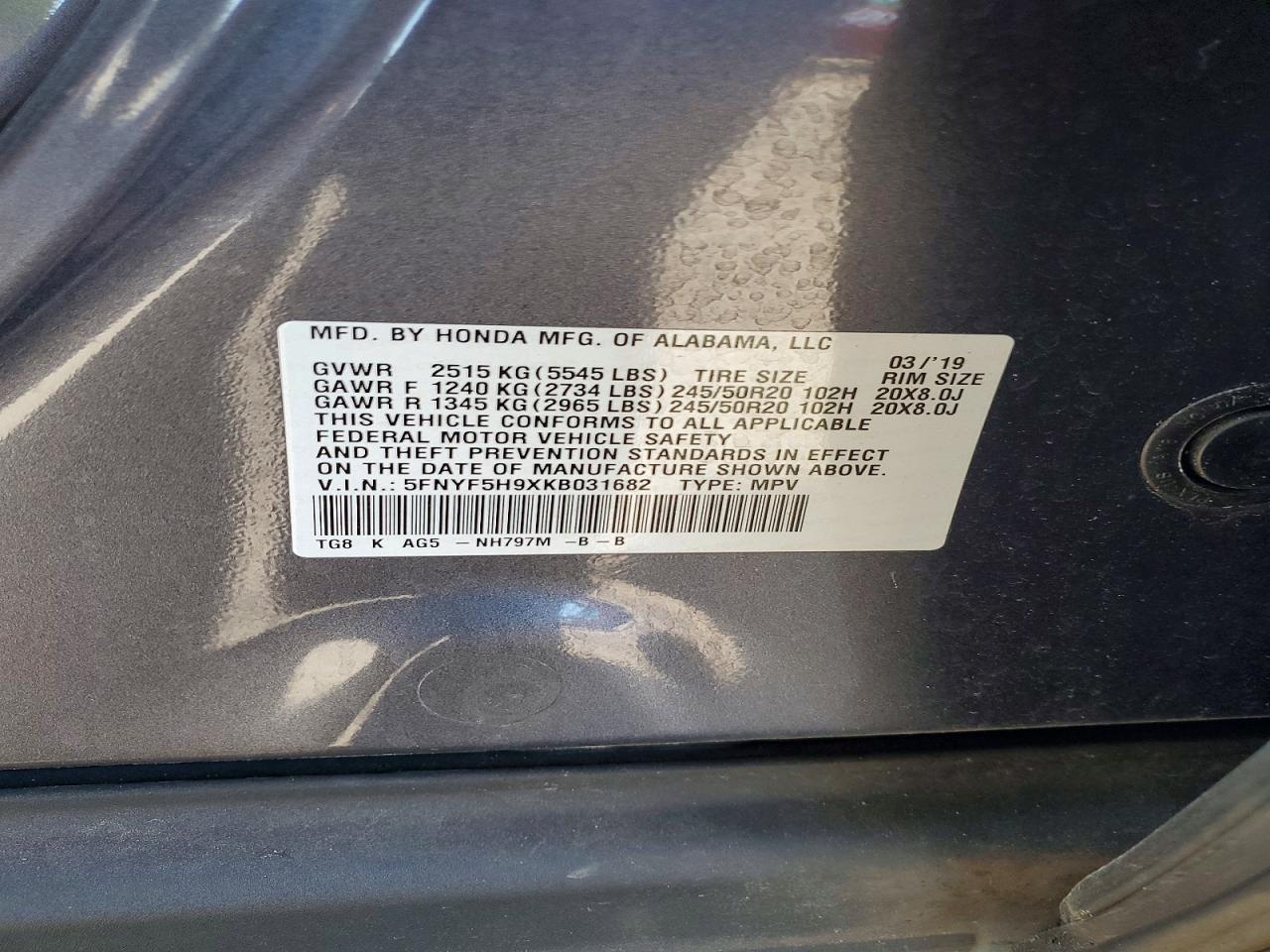 2019 HONDA PILOT