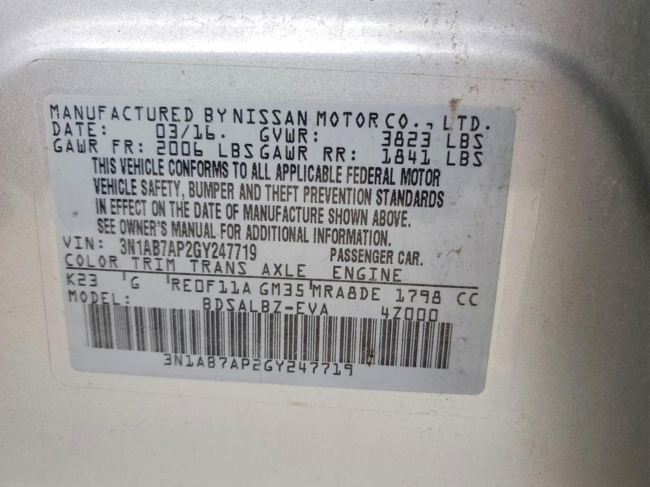 2016 NISSAN SENTRA