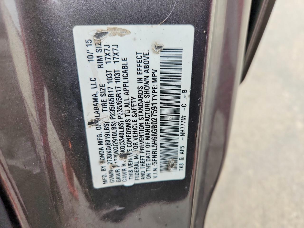 2016 HONDA ODYSSEY