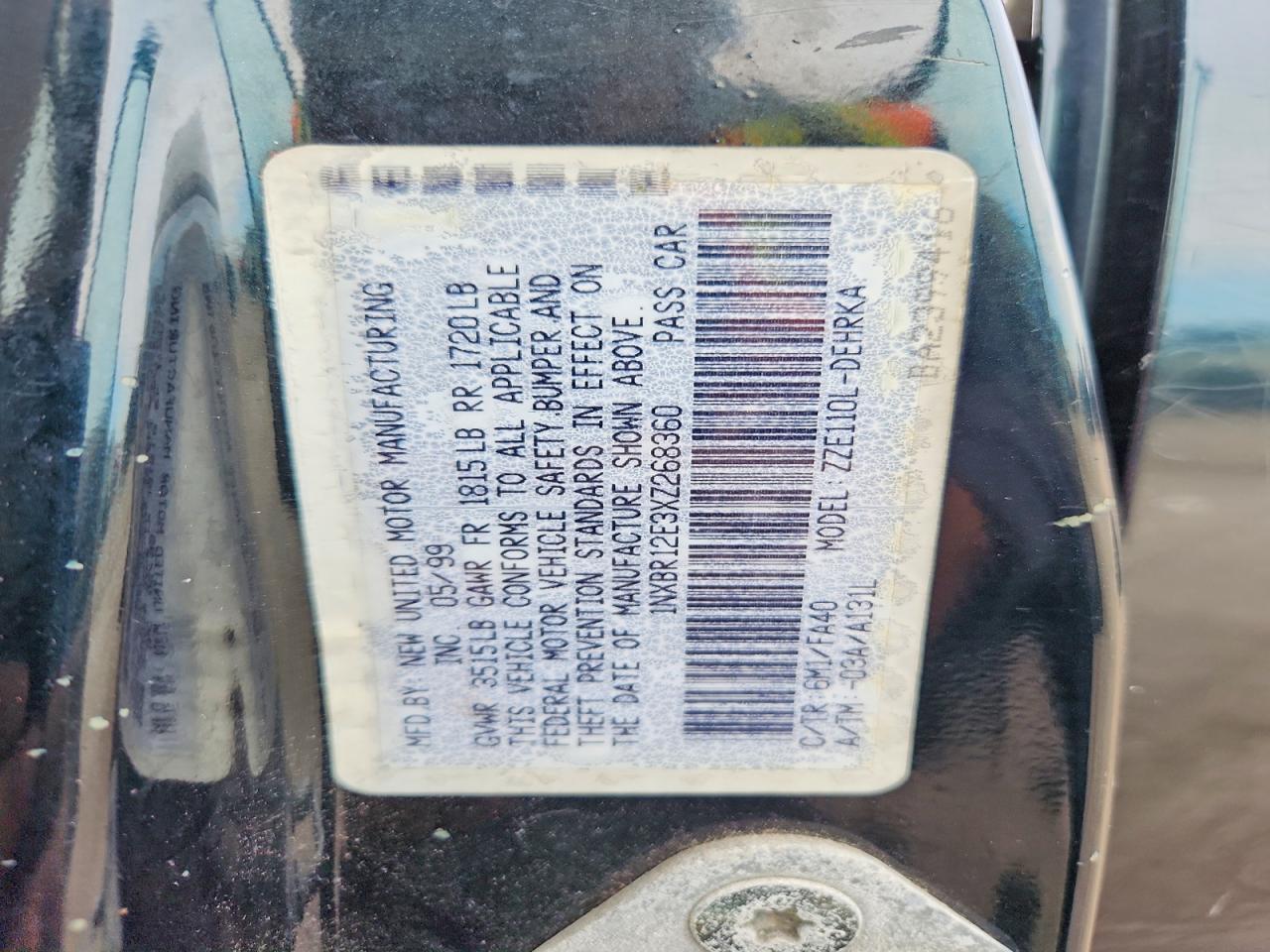 1999 TOYOTA COROLLA