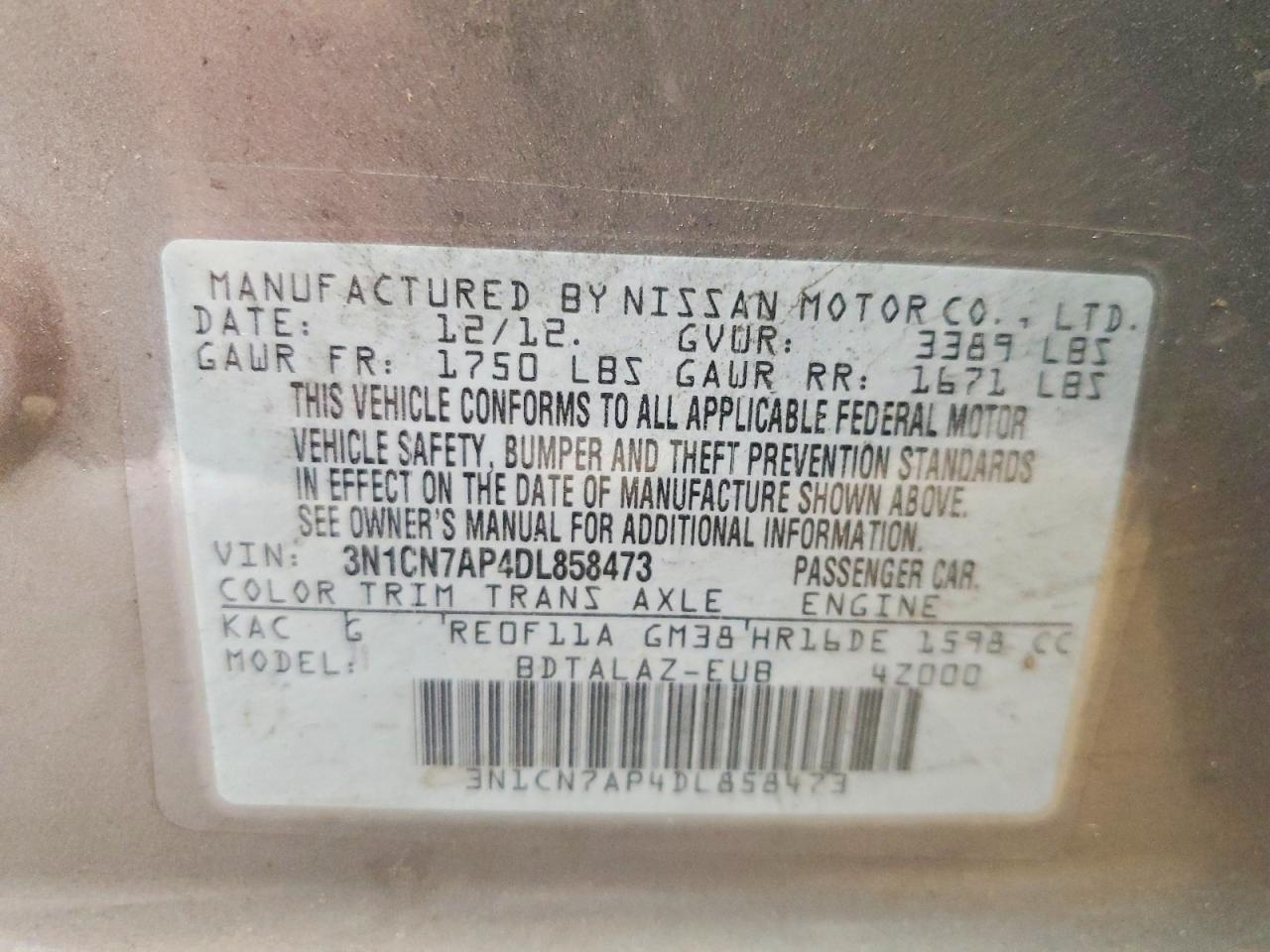 2013 NISSAN VERSA