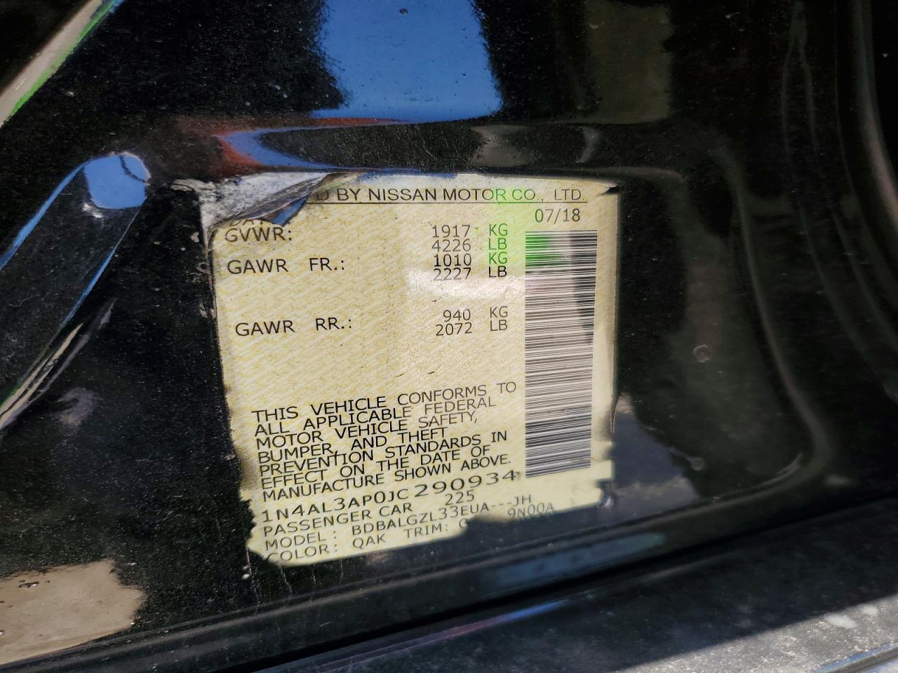 2018 NISSAN ALTIMA