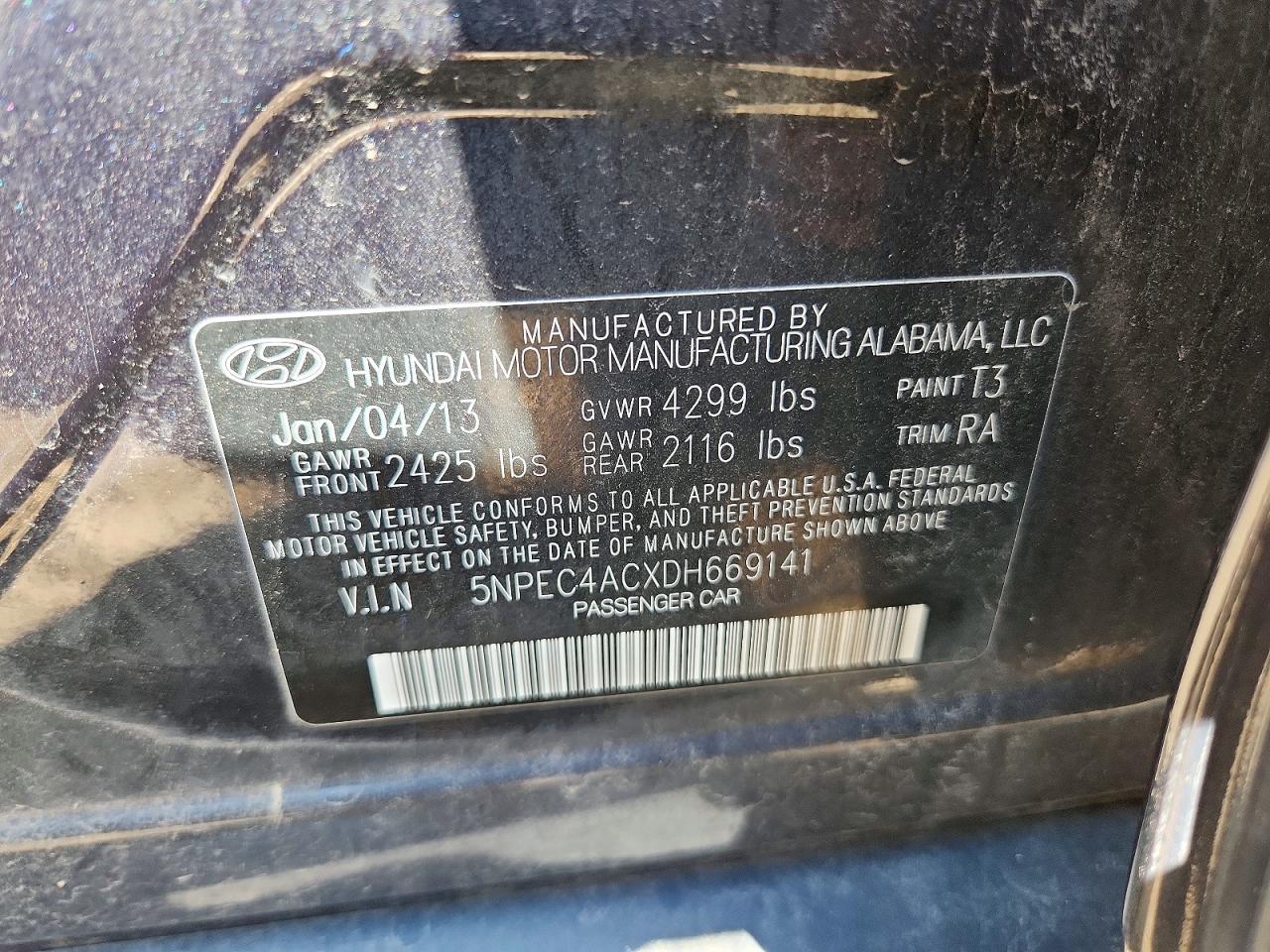 2013 HYUNDAI SONATA