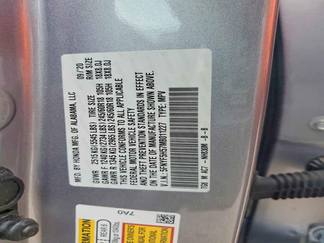 2021 HONDA PILOT