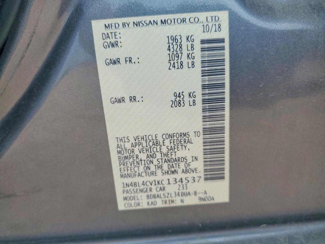 2019 NISSAN ALTIMA