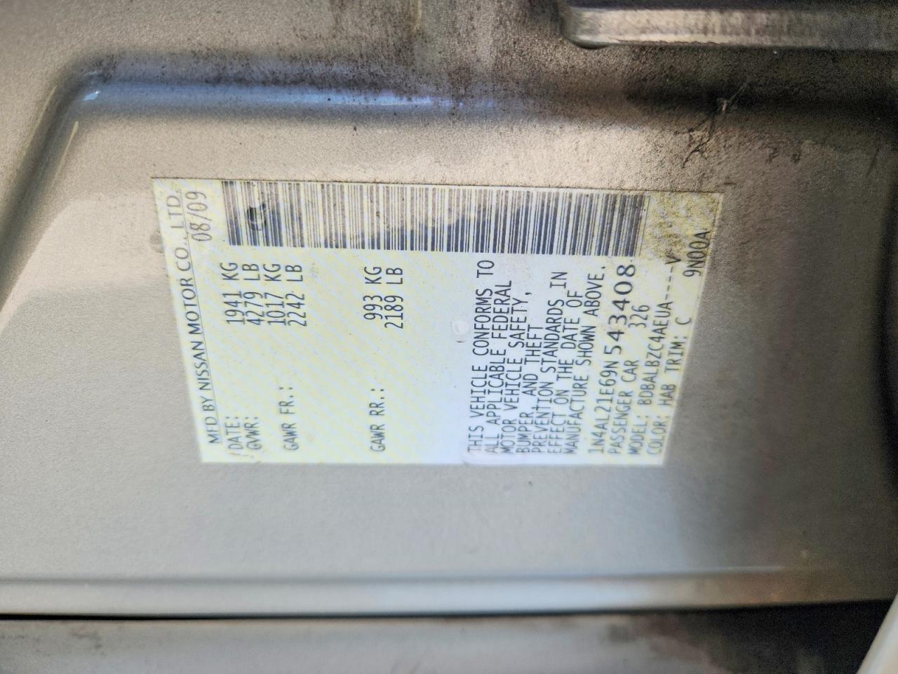 2009 NISSAN ALTIMA