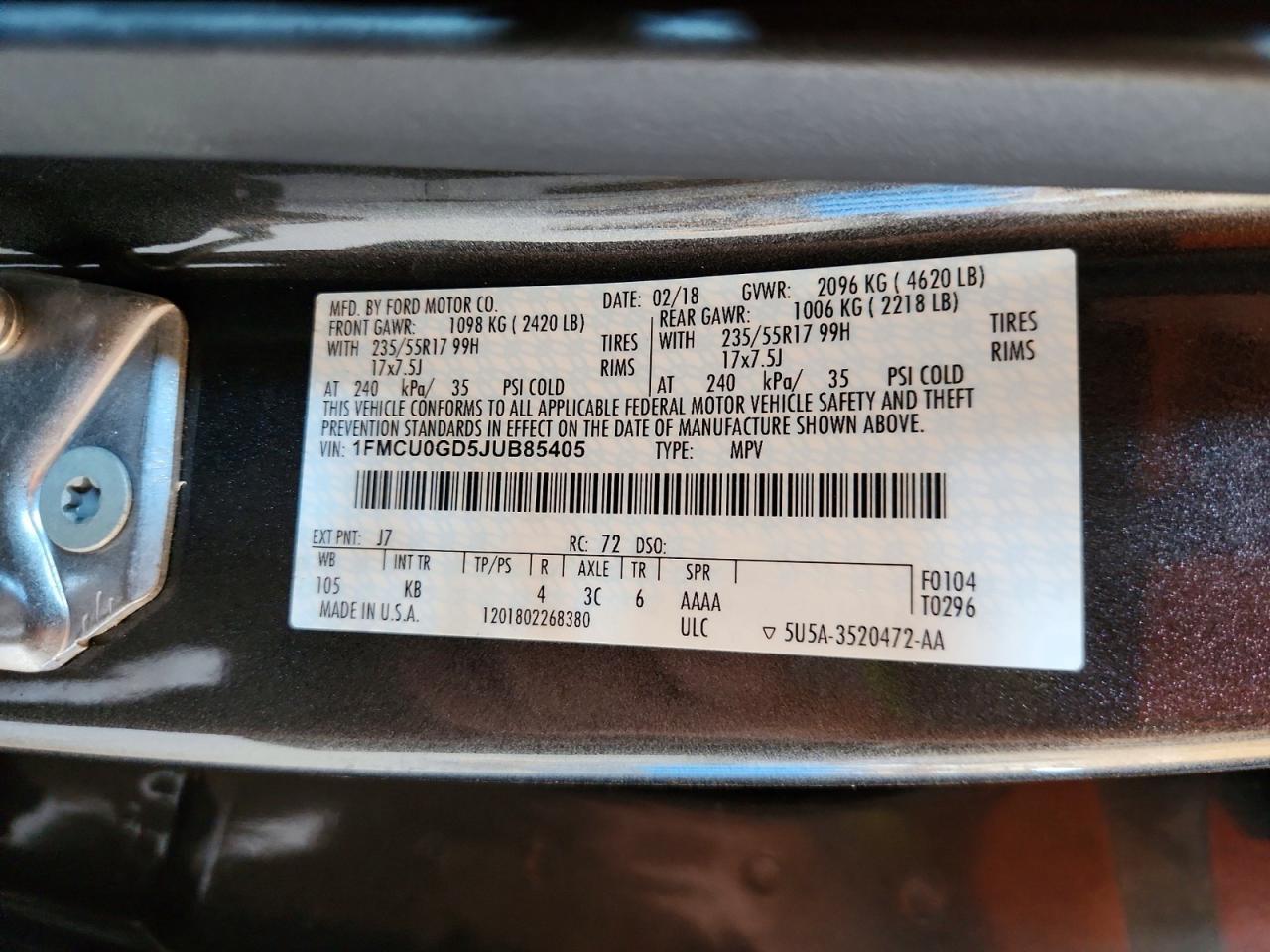 2018 FORD ESCAPE