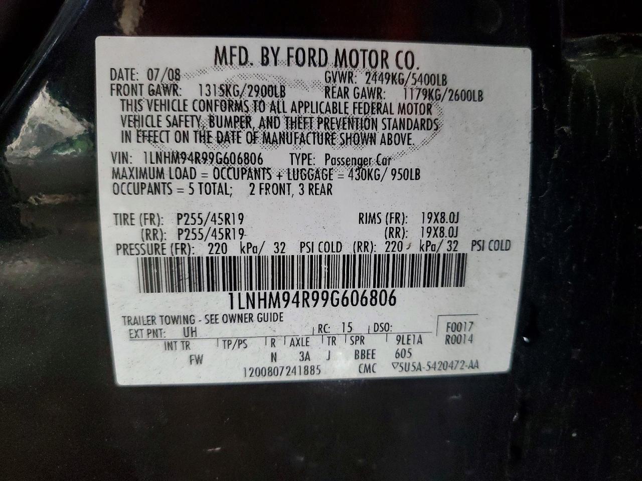 2009 LINCOLN MKS
