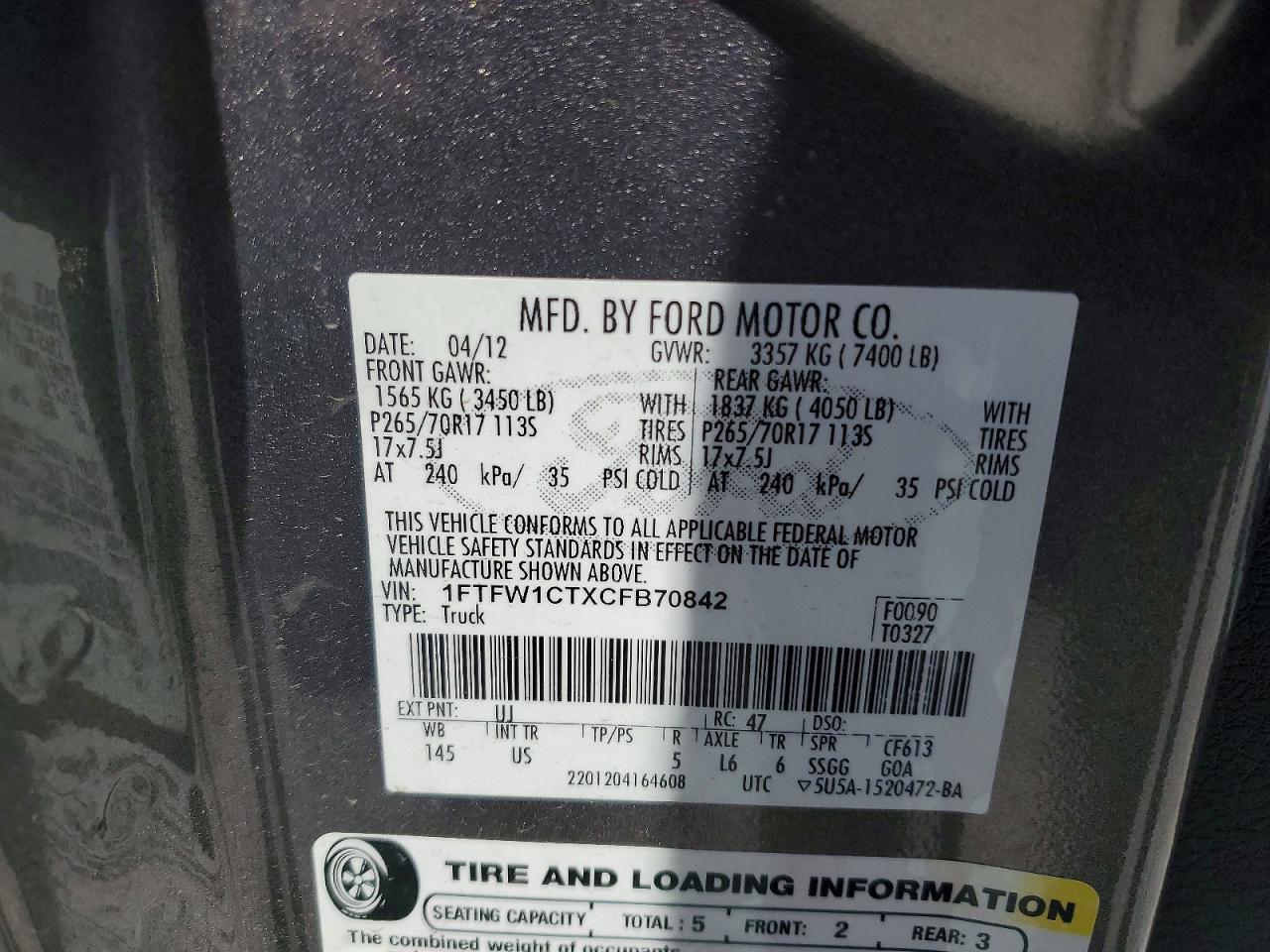 2012 FORD F-150 Lightning