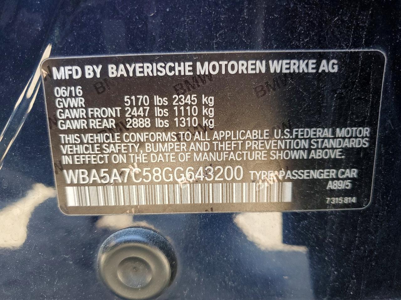 2016 BMW 5 series