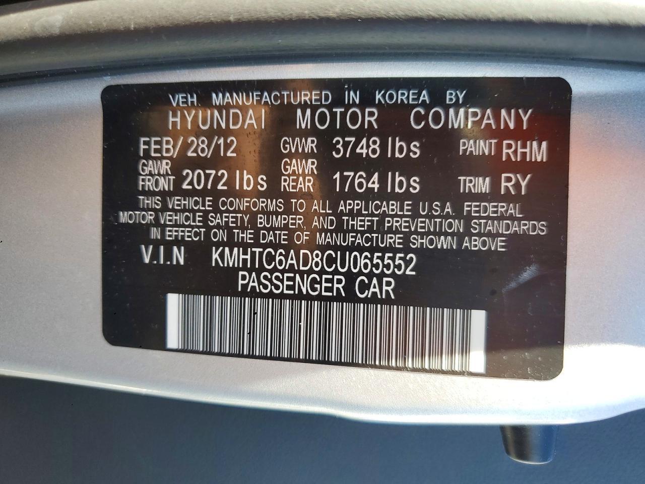 2012 HYUNDAI VELOSTER