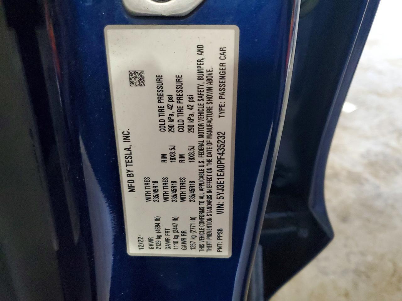 2023 TESLA MODEL 3