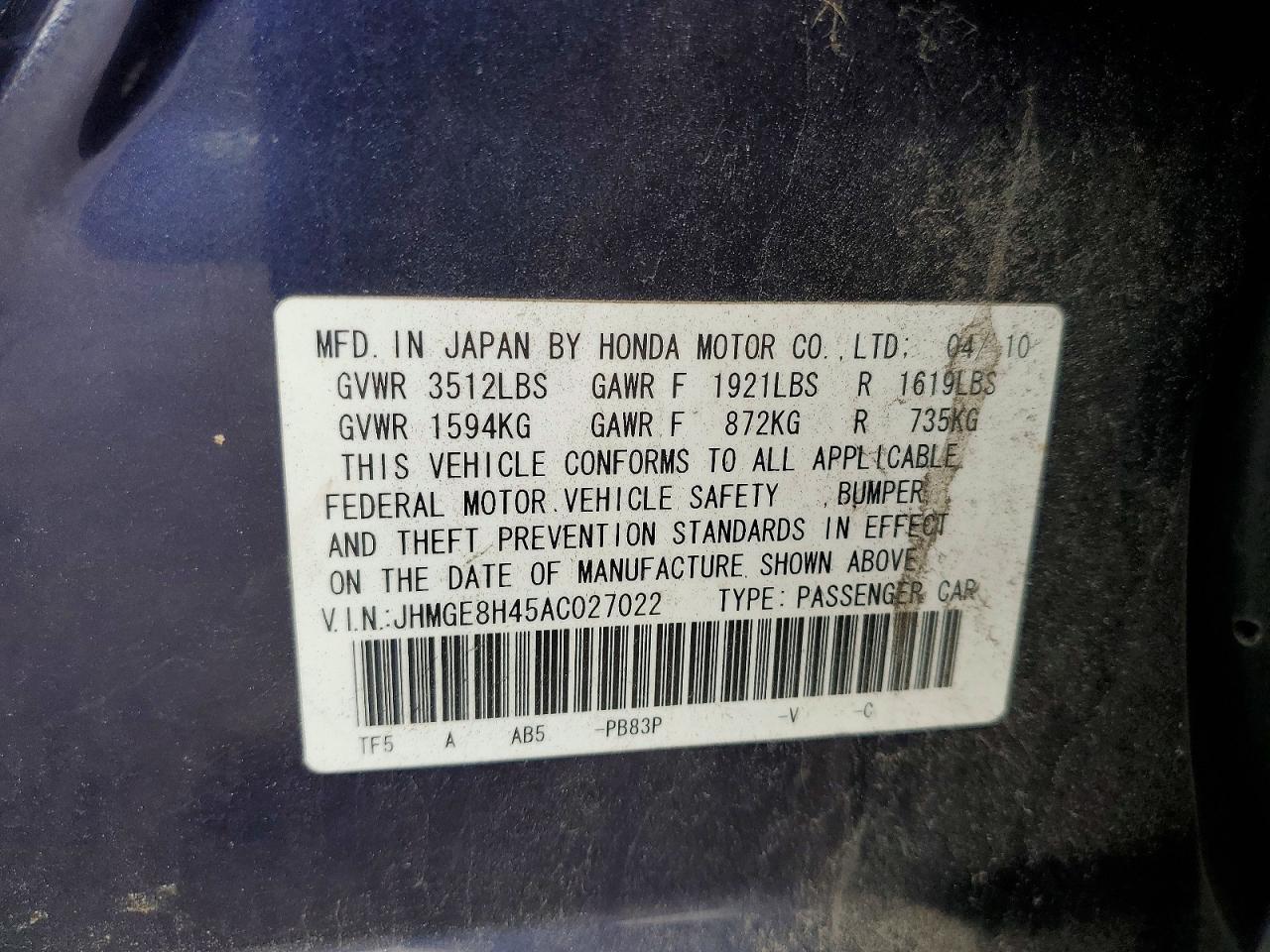 2010 HONDA FIT