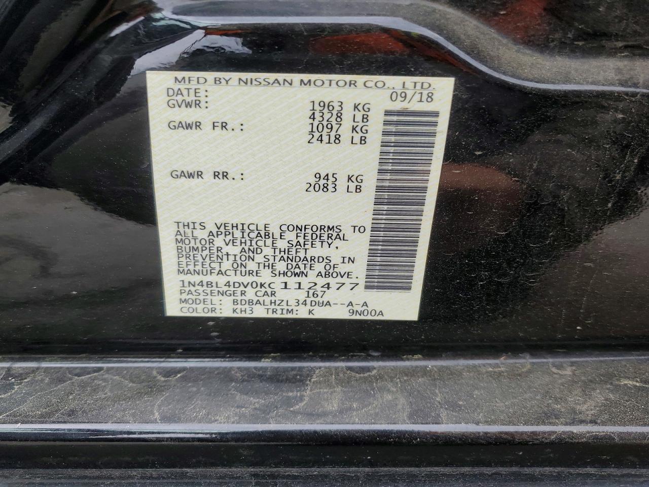 2019 NISSAN ALTIMA