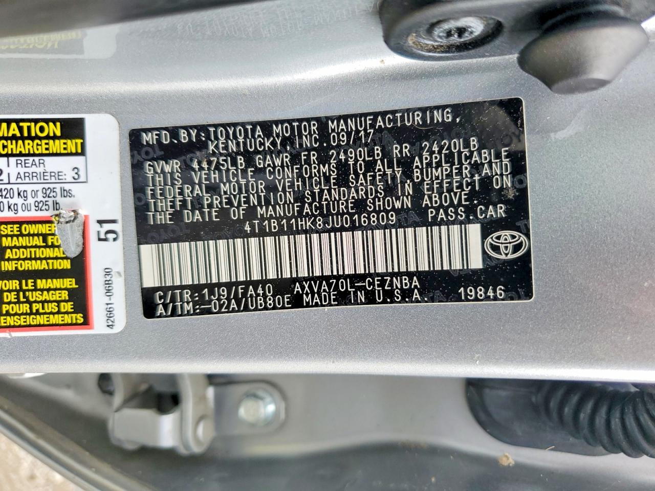 2018 TOYOTA CAMRY