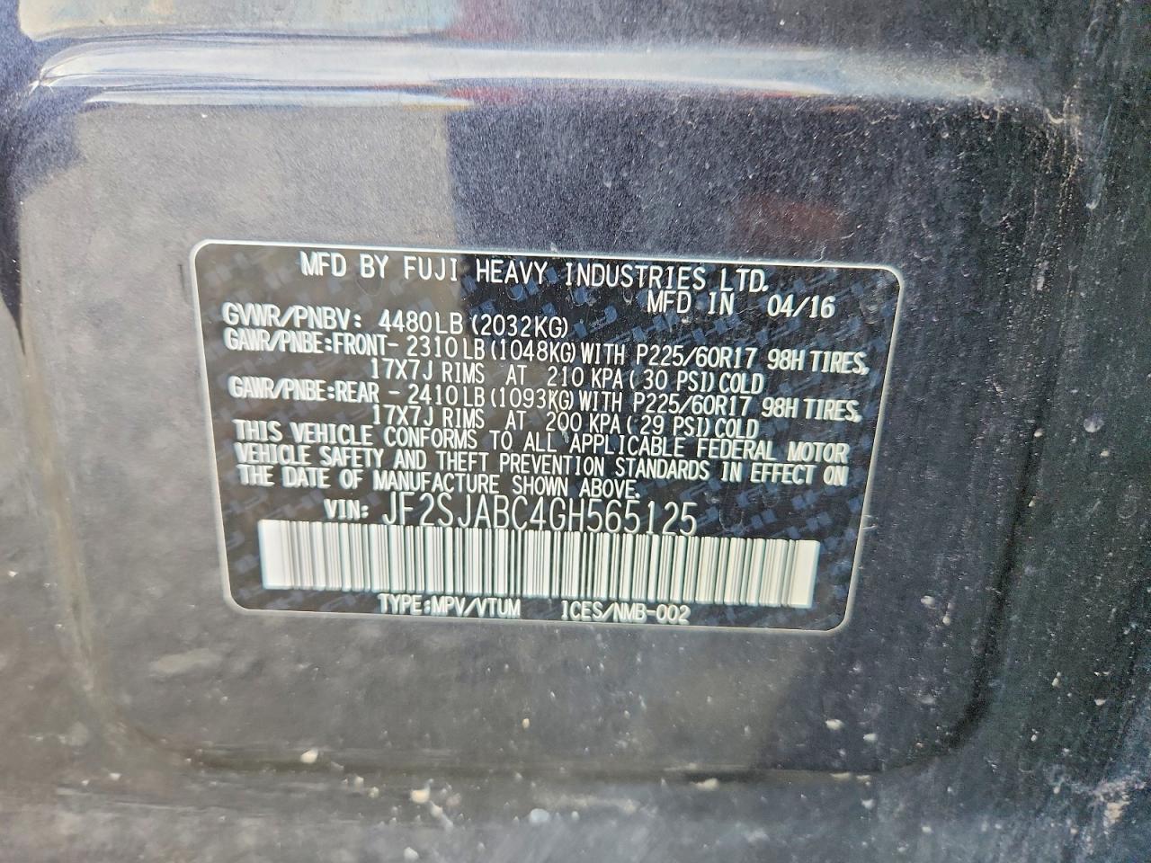 2016 SUBARU FORESTER