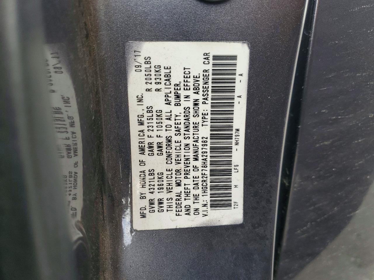 2017 HONDA ACCORD