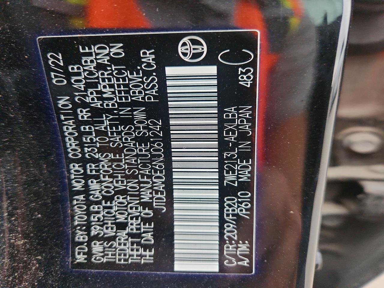 2022 TOYOTA COROLLA