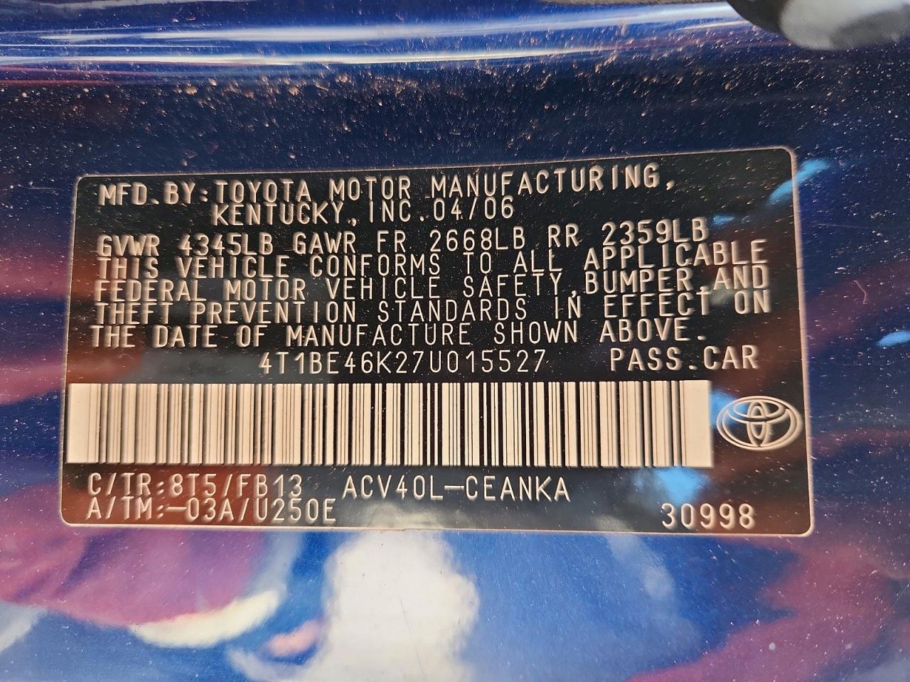 2007 TOYOTA CAMRY