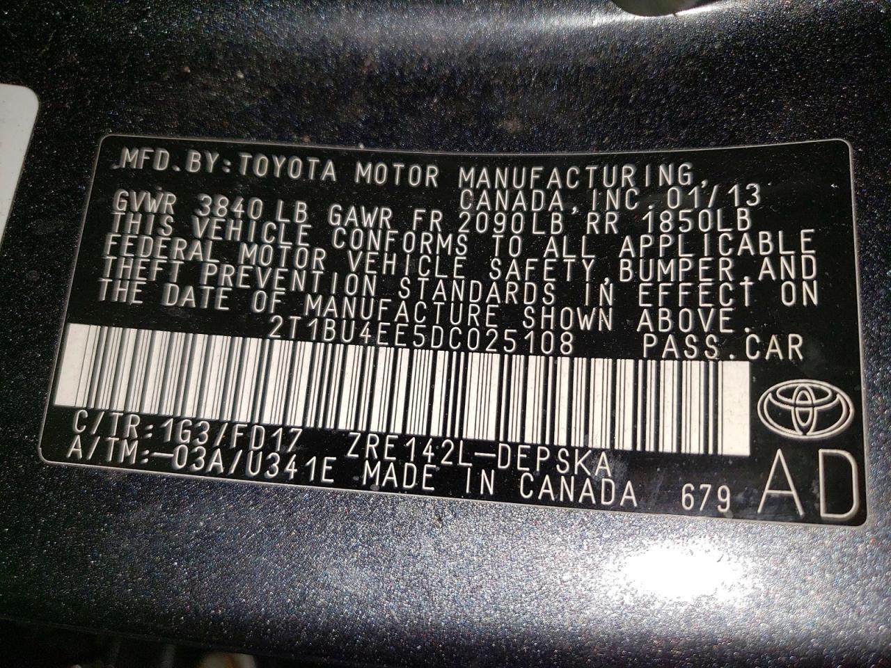 2013 TOYOTA COROLLA