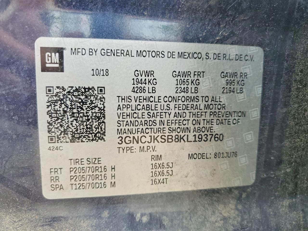 2019 CHEVROLET TRAX