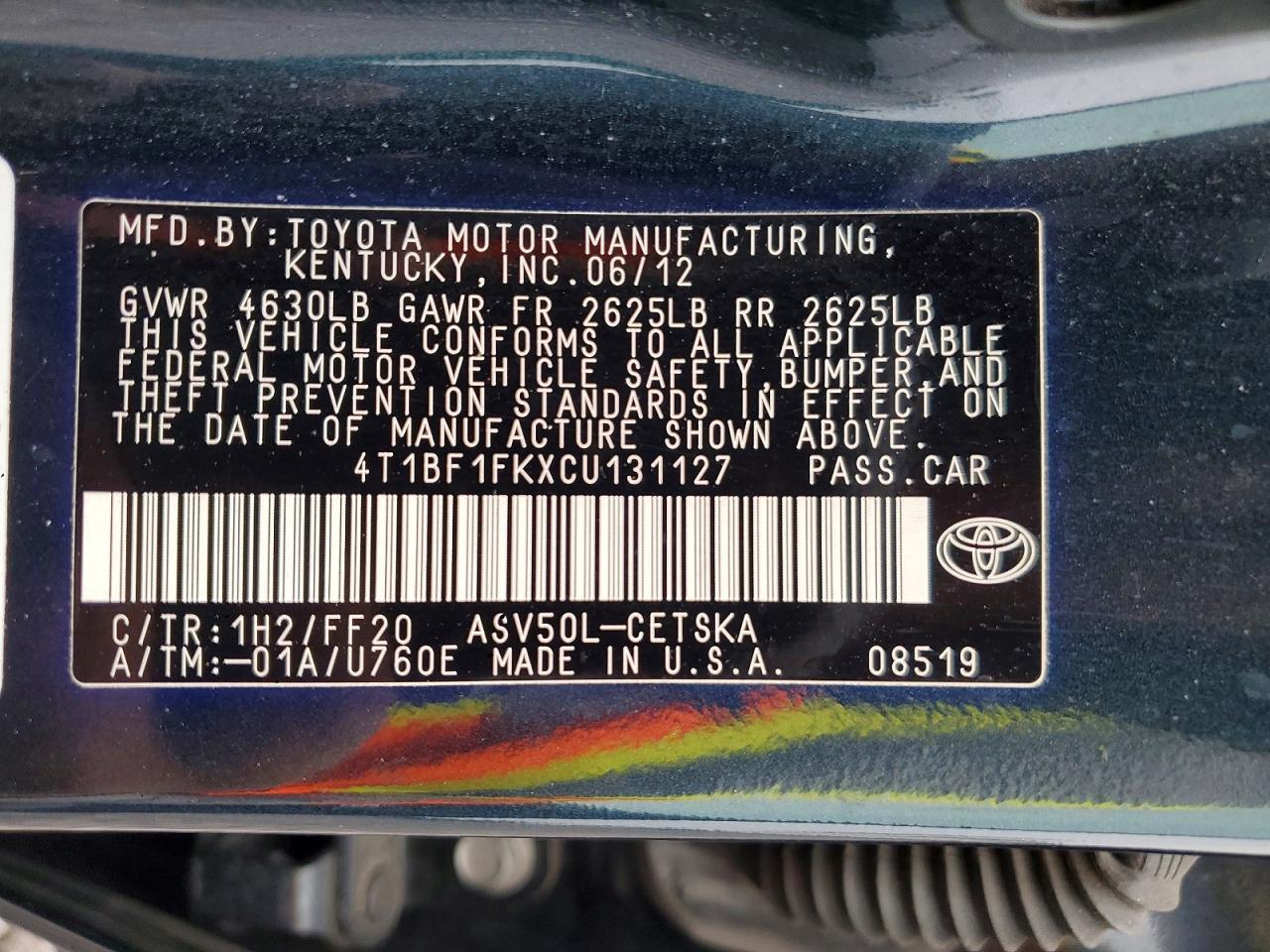 2012 TOYOTA CAMRY