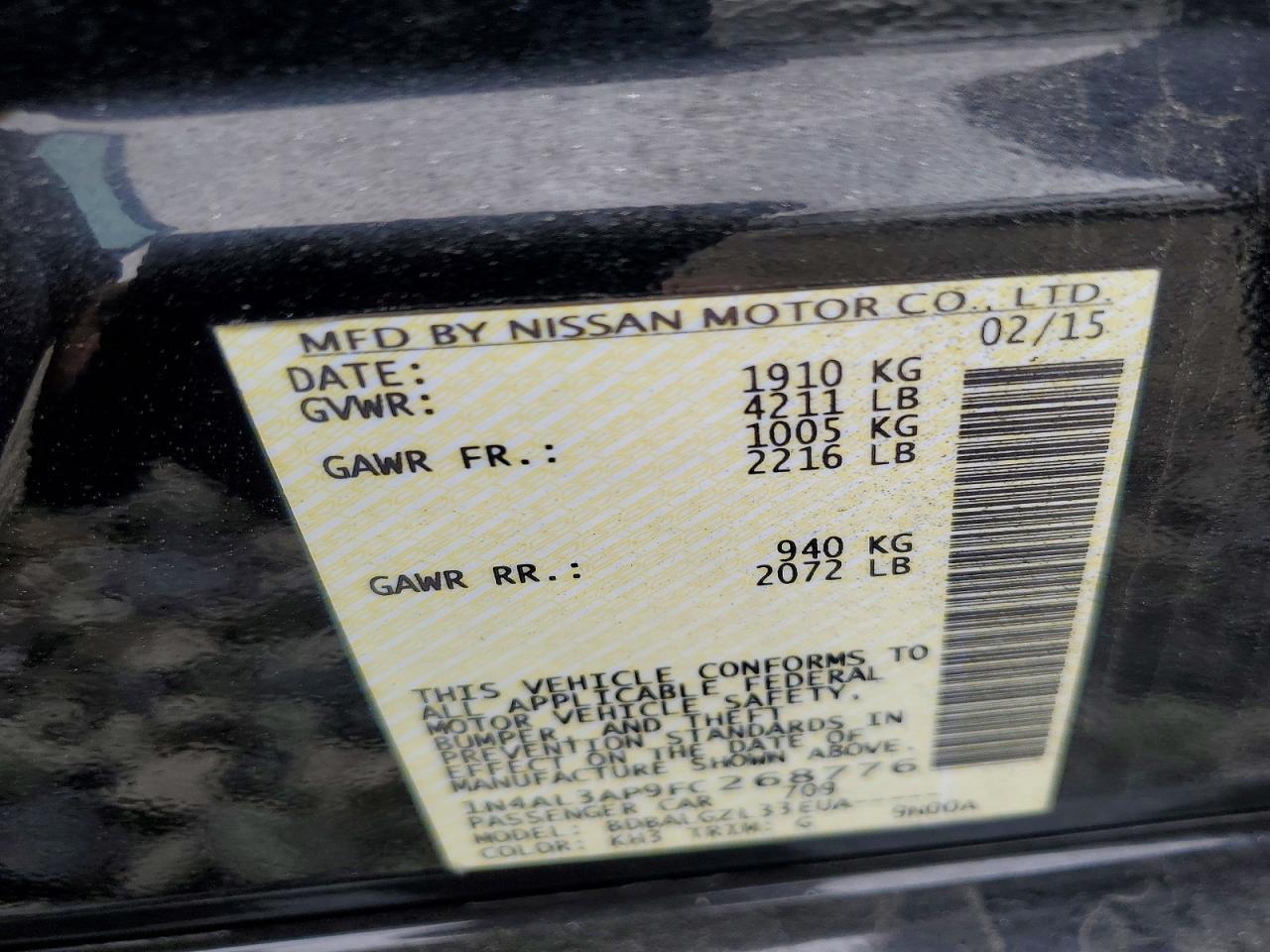 2015 NISSAN ALTIMA